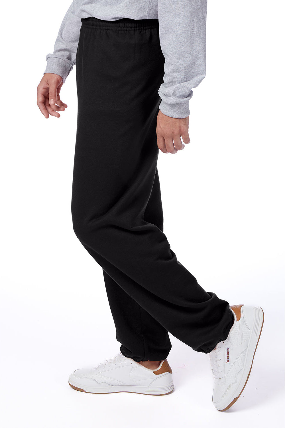 Hanes P650 Mens Ecosmart Sweatpants Black Model Side