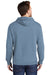 Port & Company PC098H Mens Beach Wash Fleece Hooded Sweatshirt Hoodie Denim Blue Model Back