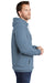 Port & Company PC098H Mens Beach Wash Fleece Hooded Sweatshirt Hoodie Denim Blue Model Side