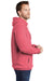 Port & Company PC098H Mens Beach Wash Fleece Hooded Sweatshirt Hoodie Fruit Punch Pink Model Side