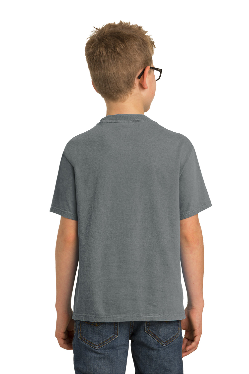 Port & Company PC099Y Youth Beach Wash Short Sleeve Crewneck T-Shirt Coal Grey Model Back