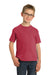 Port & Company PC099Y Youth Beach Wash Short Sleeve Crewneck T-Shirt Merlot Red Model Front