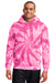 Port & Company PC146 Mens Tie-Dye Fleece Hooded Sweatshirt Hoodie Pink Model Front