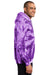 Port & Company PC146 Mens Tie-Dye Fleece Hooded Sweatshirt Hoodie Purple Model Side