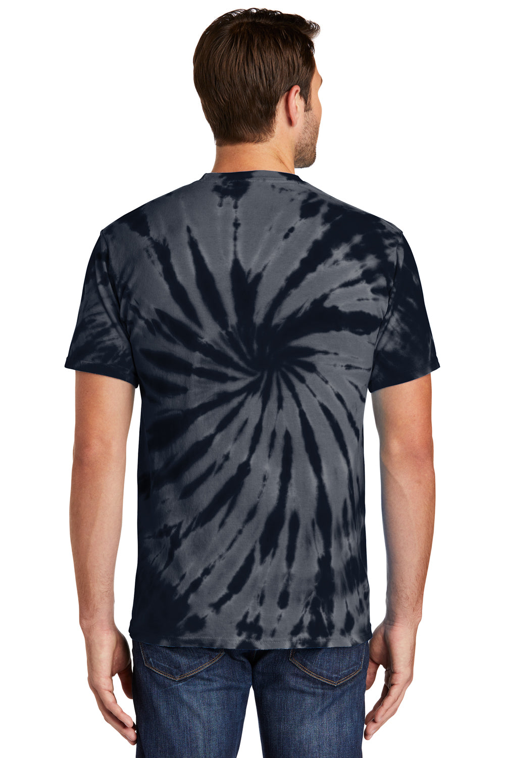 Port & Company PC147 Mens Tie-Dye Short Sleeve Crewneck T-Shirt Black Model Back