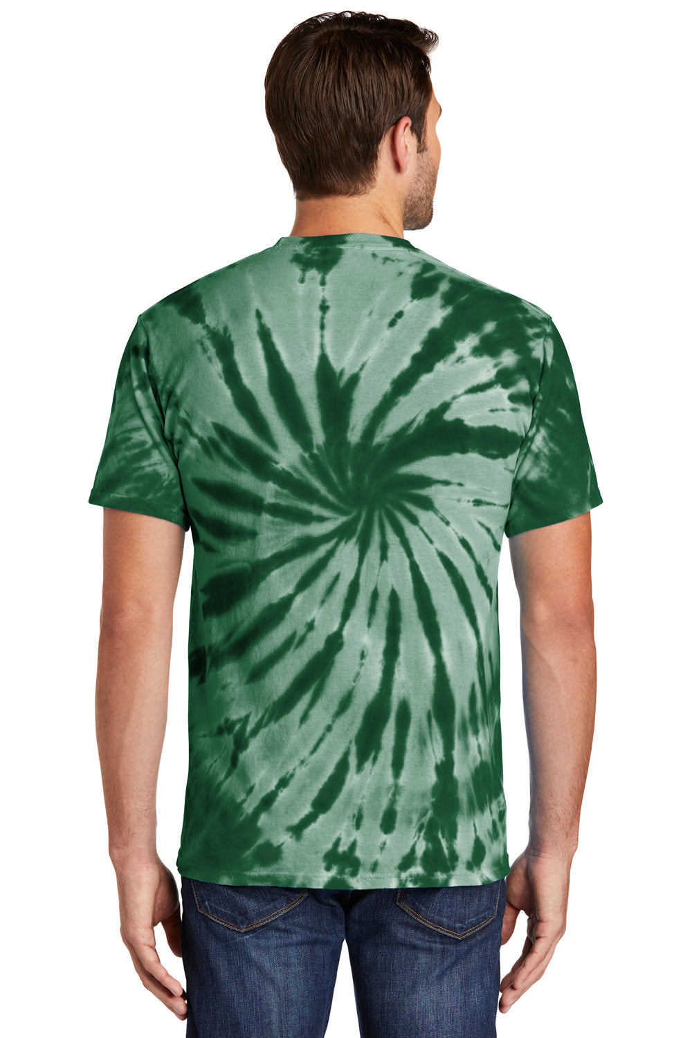 Port & Company PC147 Mens Tie-Dye Short Sleeve Crewneck T-Shirt Forest Green Model Back