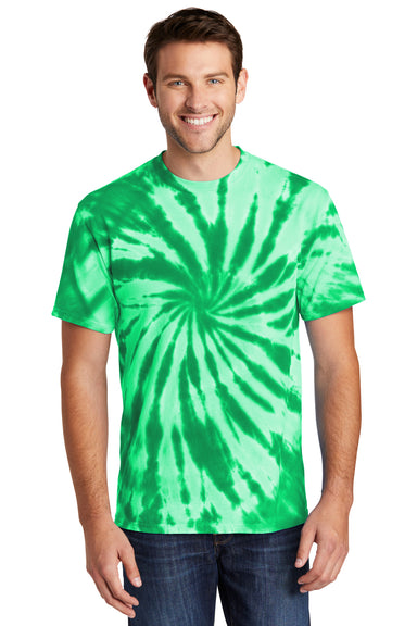 Port & Company PC147 Mens Tie-Dye Short Sleeve Crewneck T-Shirt Kelly Green Model Front