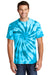 Port & Company PC147 Mens Tie-Dye Short Sleeve Crewneck T-Shirt Turquoise Blue Model Front