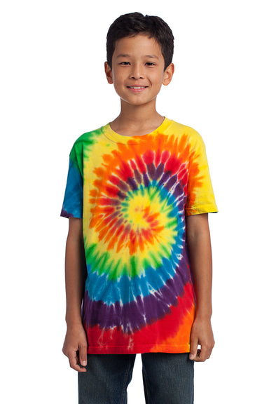 Port & Company PC147Y Youth Tie-Dye Short Sleeve Crewneck T-Shirt Rainbow Model Front