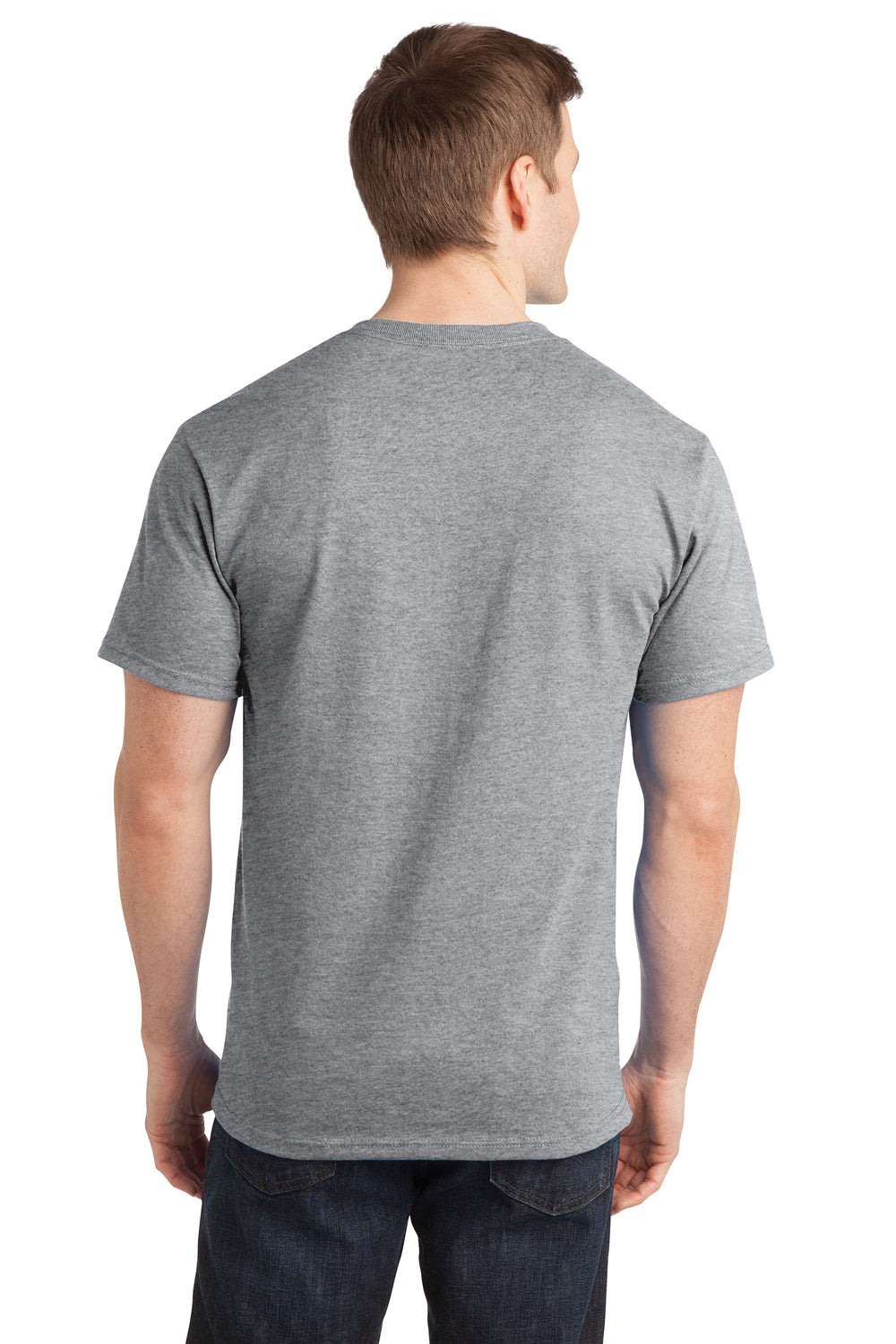 Port & Company PC150 Mens Short Sleeve Crewneck T-Shirt Heather Grey Model Back