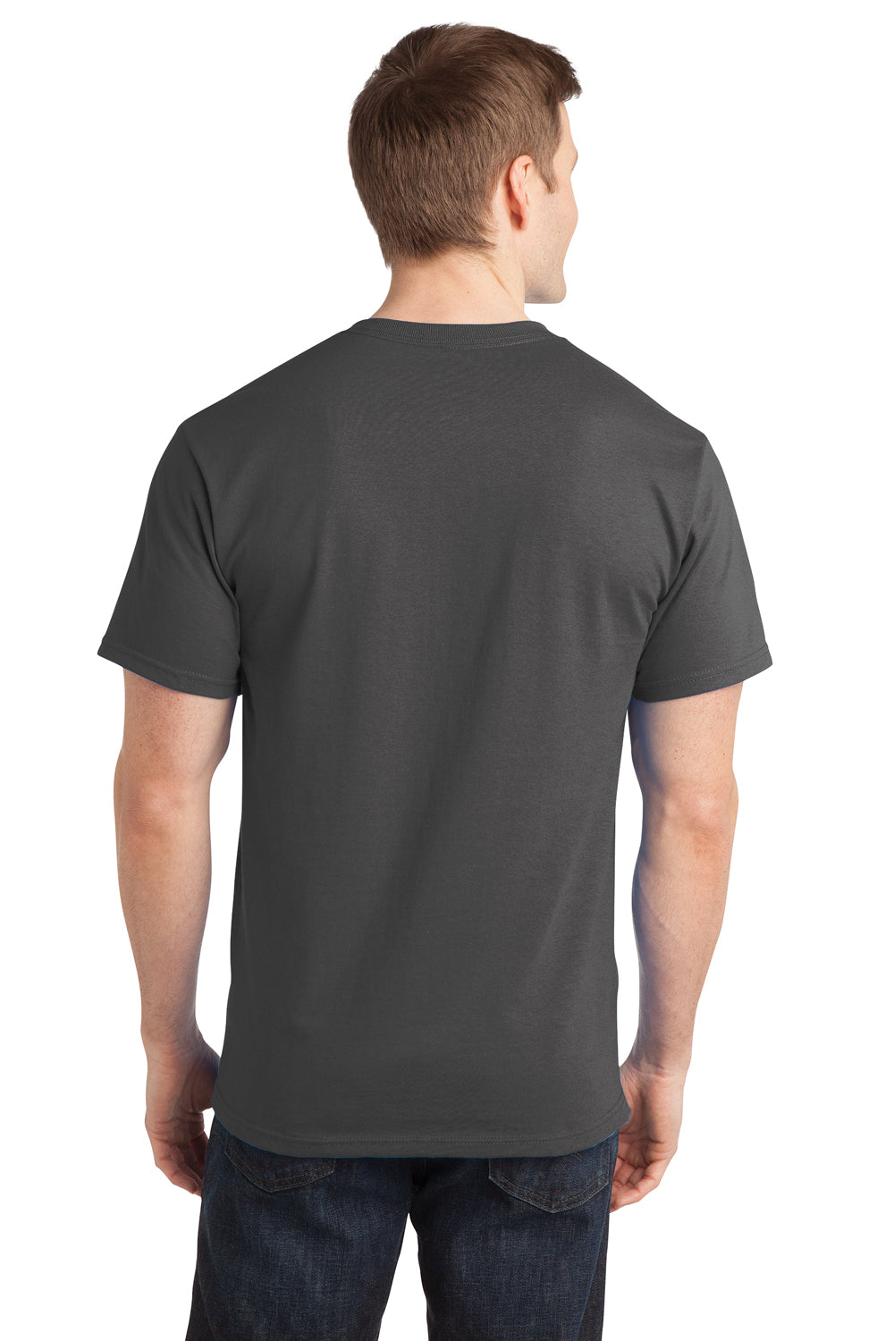 Port & Company PC150 Mens Short Sleeve Crewneck T-Shirt Charcoal Grey Model Back