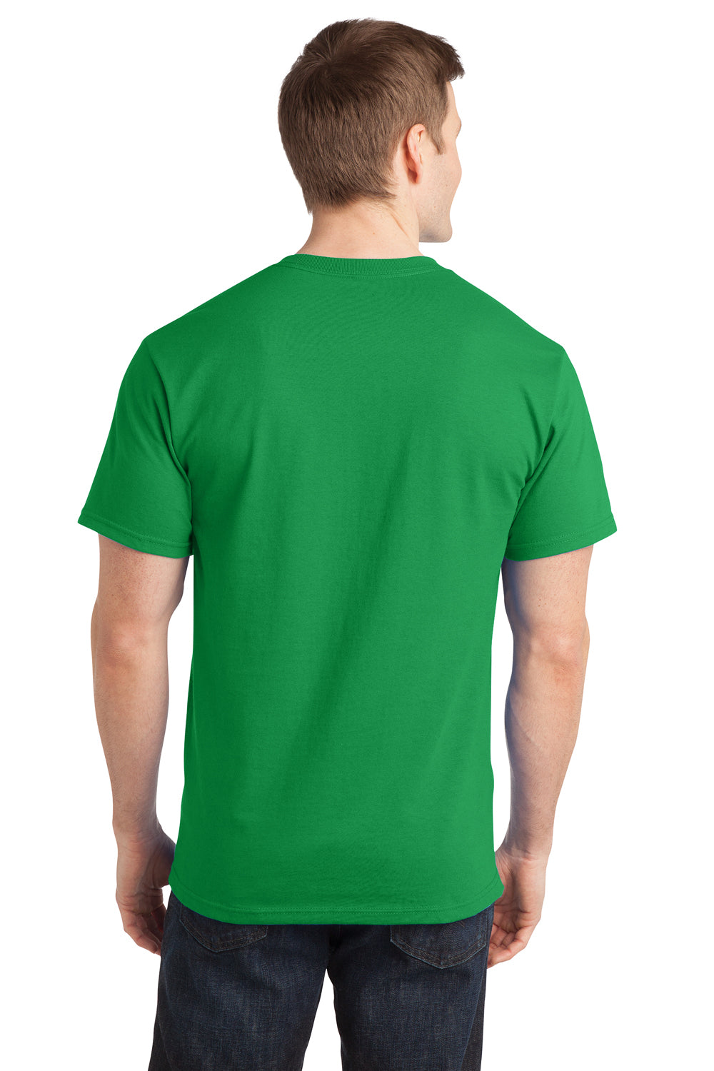 Port & Company PC150 Mens Short Sleeve Crewneck T-Shirt Clover Green Model Back