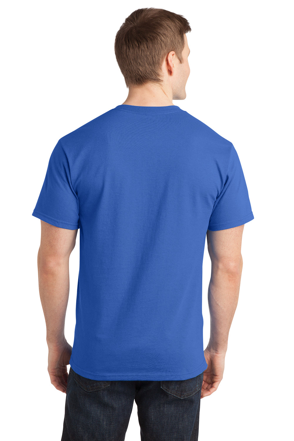 Port & Company PC150 Mens Short Sleeve Crewneck T-Shirt Royal Blue Model Back