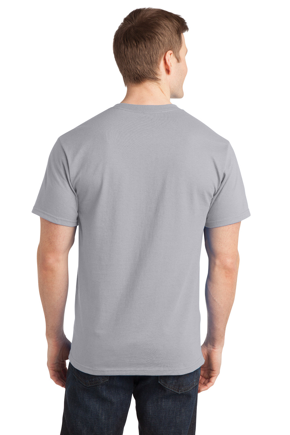 Port & Company PC150 Mens Short Sleeve Crewneck T-Shirt Silver Grey Model Back