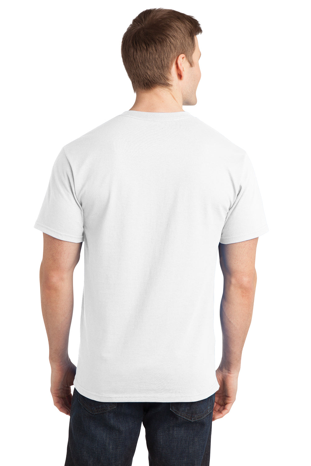 Port & Company PC150 Mens Short Sleeve Crewneck T-Shirt White Model Back