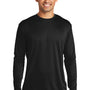 Port & Company Mens Dry Zone Performance Moisture Wicking Long Sleeve Crewneck T-Shirt - Jet Black