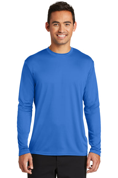 Port & Company PC380LS Mens Dry Zone Performance Moisture Wicking Long Sleeve Crewneck T-Shirt Royal Blue Model Front