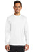 Port & Company PC380LS Mens Dry Zone Performance Moisture Wicking Long Sleeve Crewneck T-Shirt White Model Front