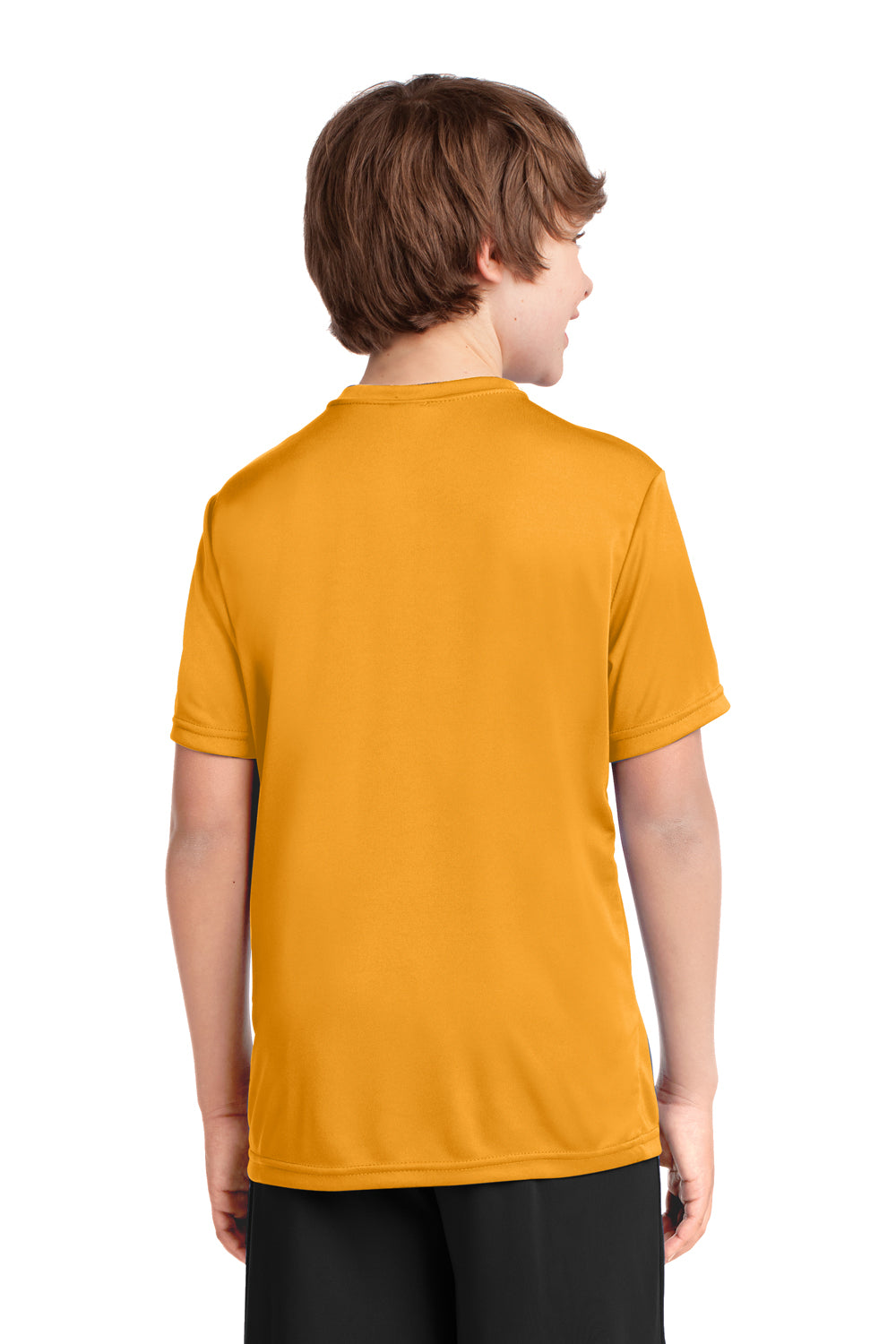 Port & Company PC380Y Youth Dry Zone Performance Moisture Wicking Short Sleeve Crewneck T-Shirt Gold Model Back