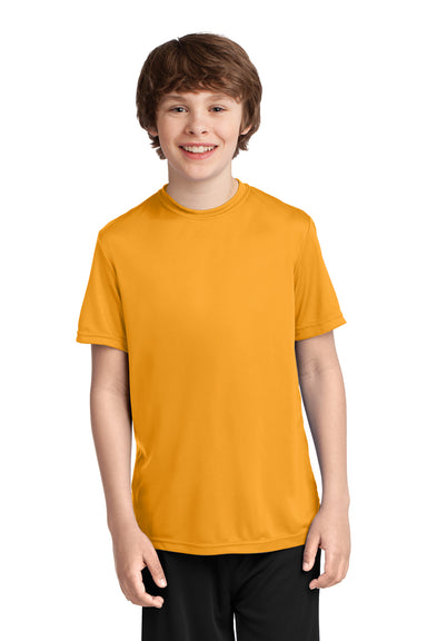 Port & Company PC380Y Youth Dry Zone Performance Moisture Wicking Short Sleeve Crewneck T-Shirt Gold Model Front