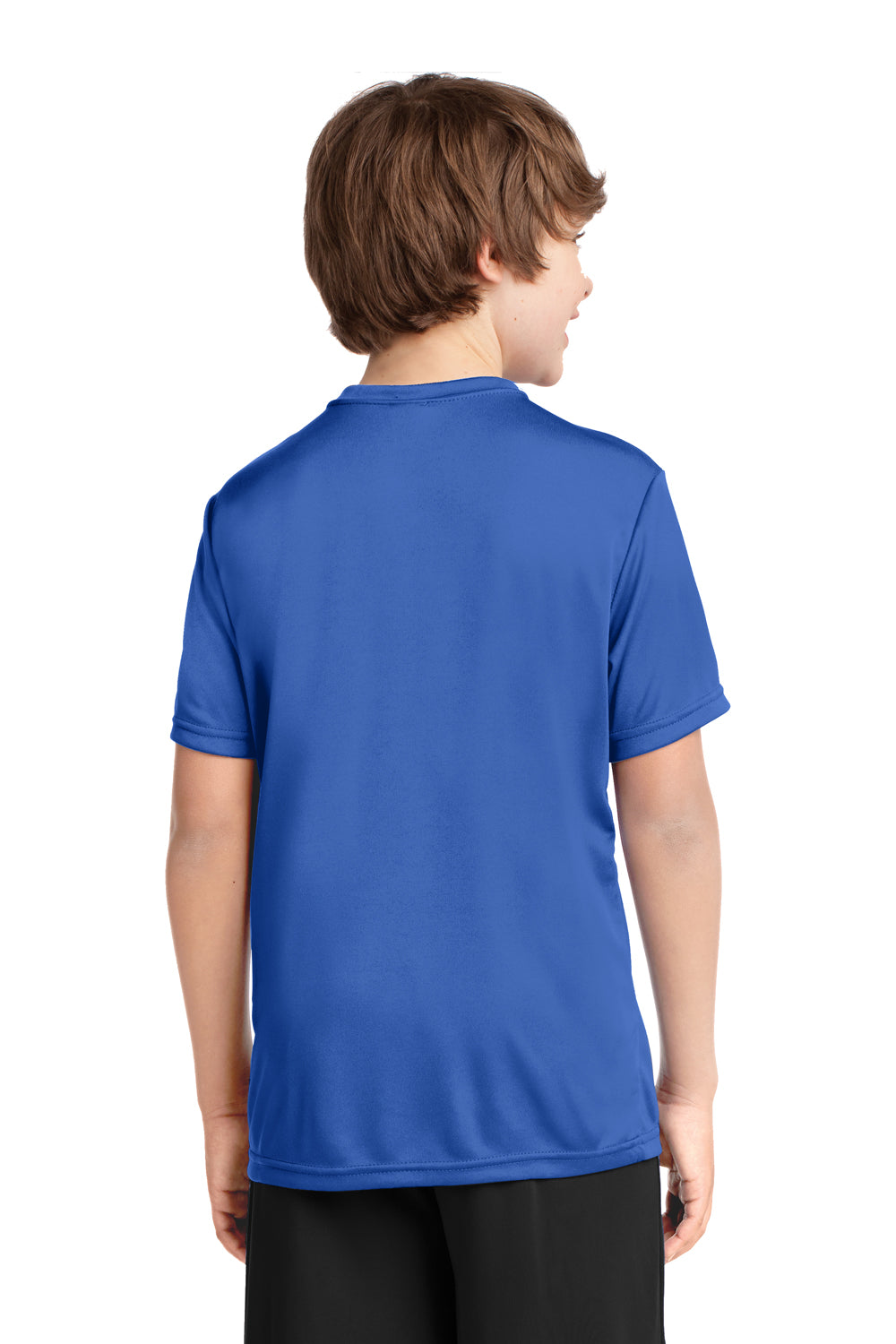 Port & Company PC380Y Youth Dry Zone Performance Moisture Wicking Short Sleeve Crewneck T-Shirt Royal Blue Model Back