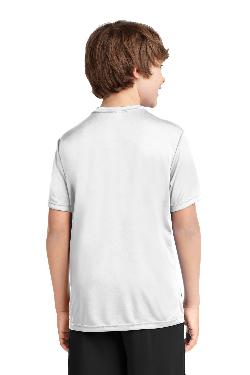 Port & Company PC380Y Youth Dry Zone Performance Moisture Wicking Short Sleeve Crewneck T-Shirt White Model Back