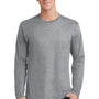 Port & Company Mens Fan Favorite Long Sleeve Crewneck T-Shirt - Heather Grey