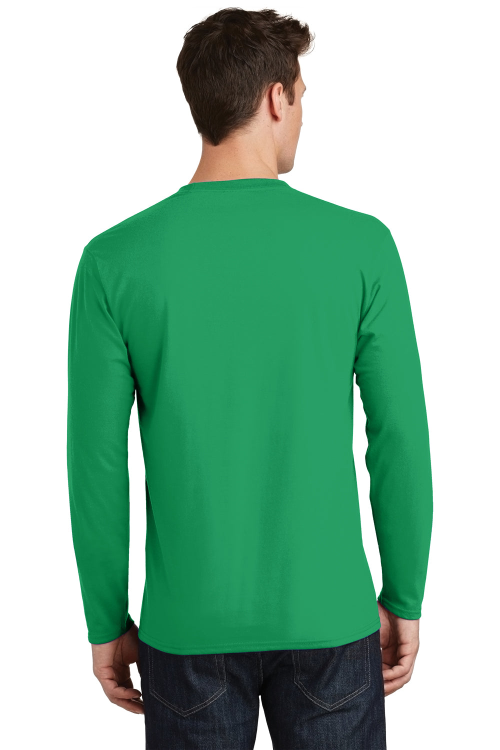 Port & Company PC450LS Mens Fan Favorite Long Sleeve Crewneck T-Shirt Athletic Kelly Green Model Back