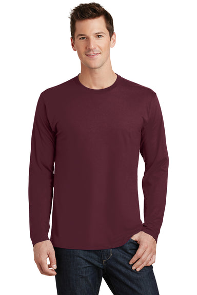 Port & Company PC450LS Mens Fan Favorite Long Sleeve Crewneck T-Shirt Athletic Maroon Model Front