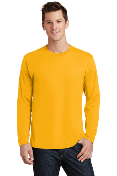 Port & Company PC450LS Mens Fan Favorite Long Sleeve Crewneck T-Shirt Bright Gold Model Front