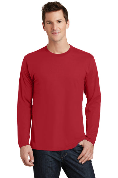 Port & Company PC450LS Mens Fan Favorite Long Sleeve Crewneck T-Shirt Team Cardinal Red Model Front