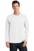 Port & Company PC450LS Mens Fan Favorite Long Sleeve Crewneck T-Shirt White Model Front