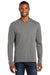 Port & Company PC455LS Mens Fan Favorite Long Sleeve Crewneck T-Shirt Heather Graphite Grey Model Front