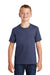 Port & Company PC455Y Youth Fan Favorite Short Sleeve Crewneck T-Shirt Heather Team Navy Blue Model Front