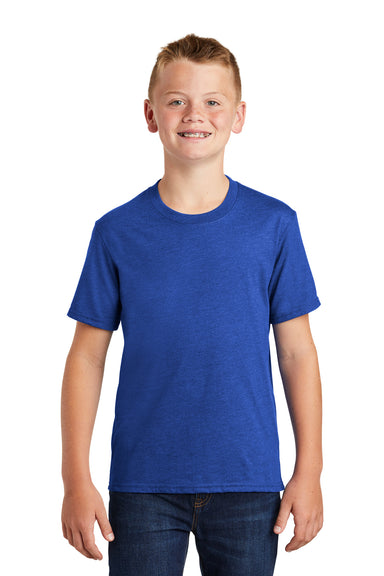 Port & Company PC455Y Youth Fan Favorite Short Sleeve Crewneck T-Shirt Heather True Royal Blue Model Front