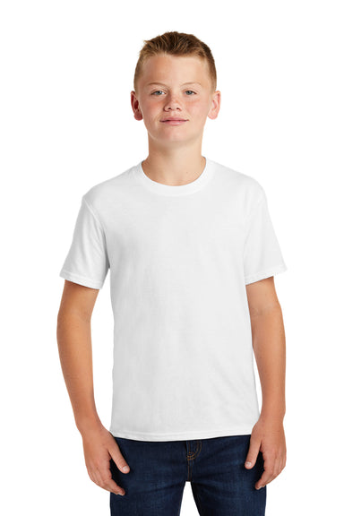 Port & Company PC455Y Youth Fan Favorite Short Sleeve Crewneck T-Shirt White Model Front