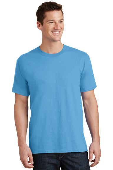 Port & Company PC54/PC54T Mens Core Short Sleeve Crewneck T-Shirt Aquatic Blue Model Front