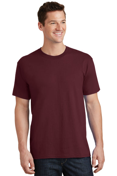 Port & Company PC54/PC54T Mens Core Short Sleeve Crewneck T-Shirt Athletic Maroon Model Front