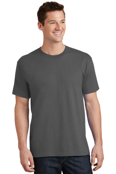 Port & Company PC54/PC54T Mens Core Short Sleeve Crewneck T-Shirt Charcoal Grey Model Front