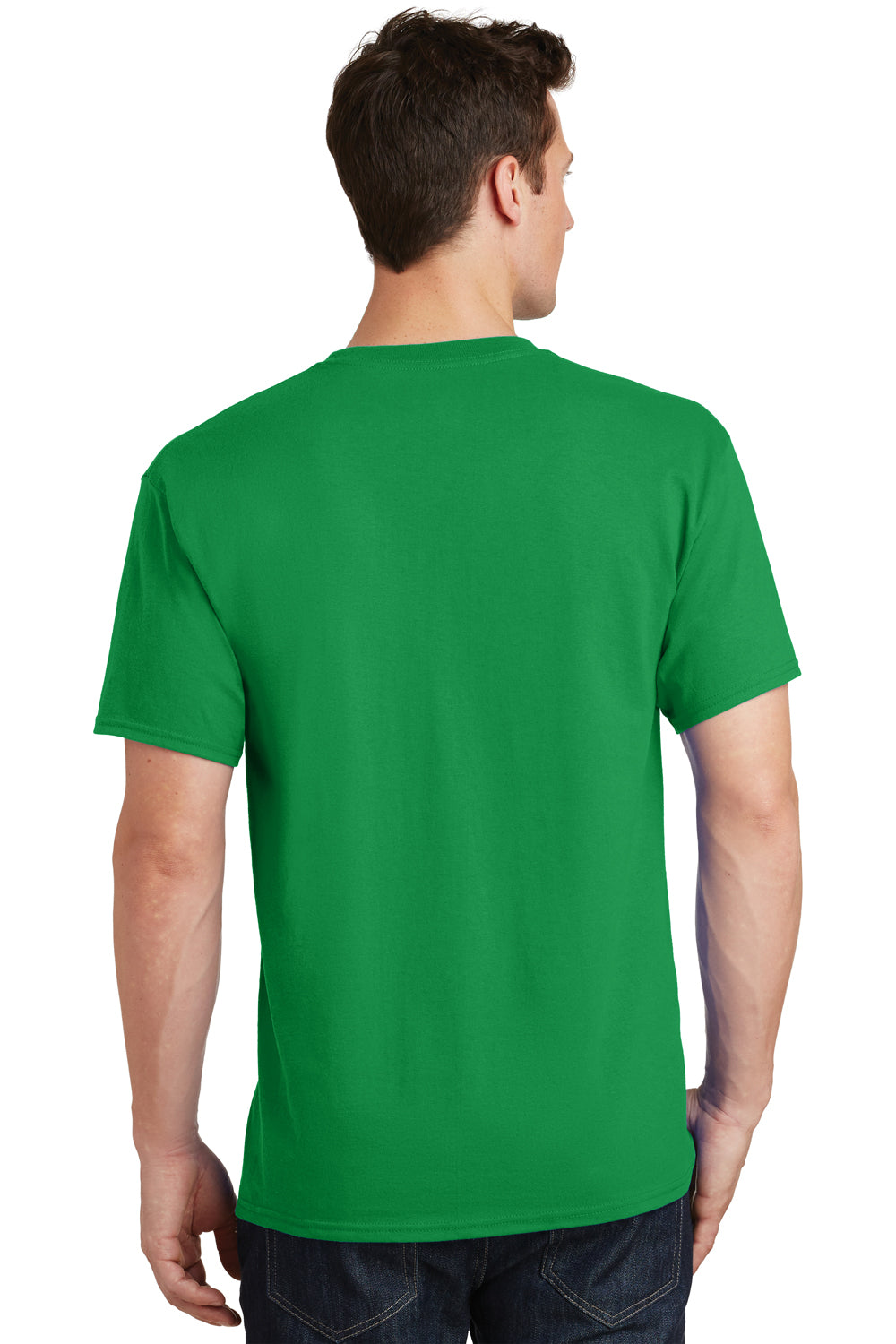 Port & Company PC54/PC54T Mens Core Short Sleeve Crewneck T-Shirt Clover Green Model Back