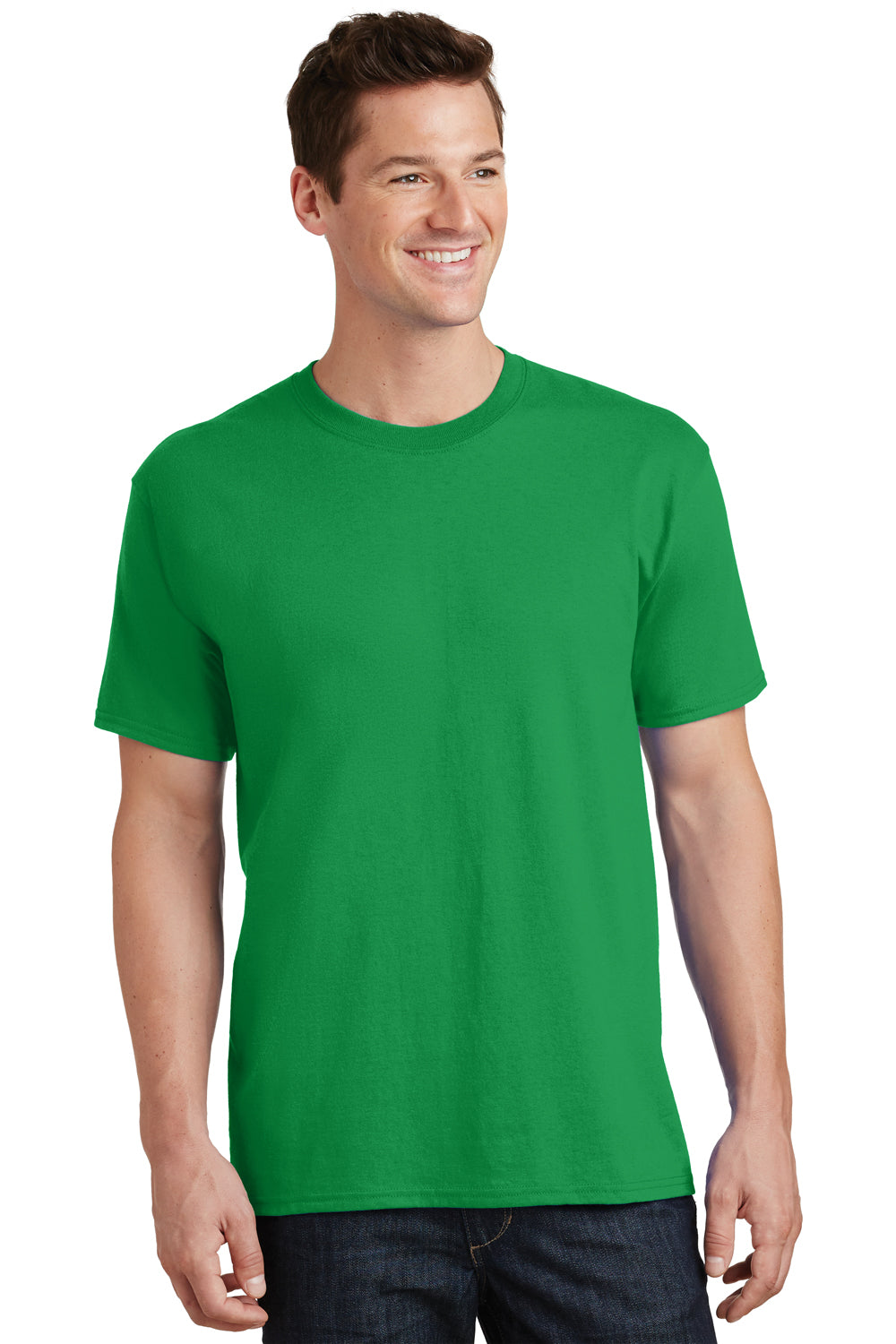 Port & Company PC54/PC54T Mens Core Short Sleeve Crewneck T-Shirt Clover Green Model Front