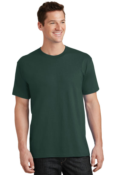 Port & Company PC54/PC54T Mens Core Short Sleeve Crewneck T-Shirt Dark Green Model Front