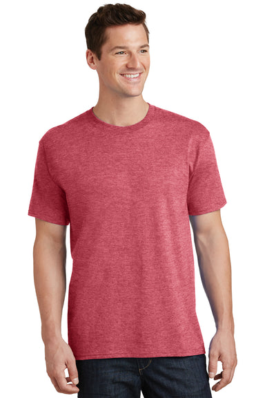 Port & Company PC54/PC54T Mens Core Short Sleeve Crewneck T-Shirt Heather Red Model Front