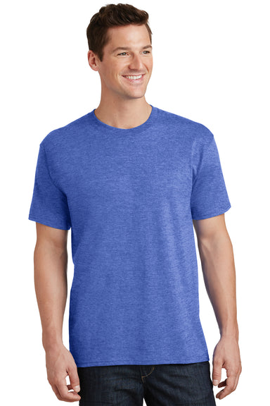 Port & Company PC54/PC54T Mens Core Short Sleeve Crewneck T-Shirt Heather Royal Blue Model Front