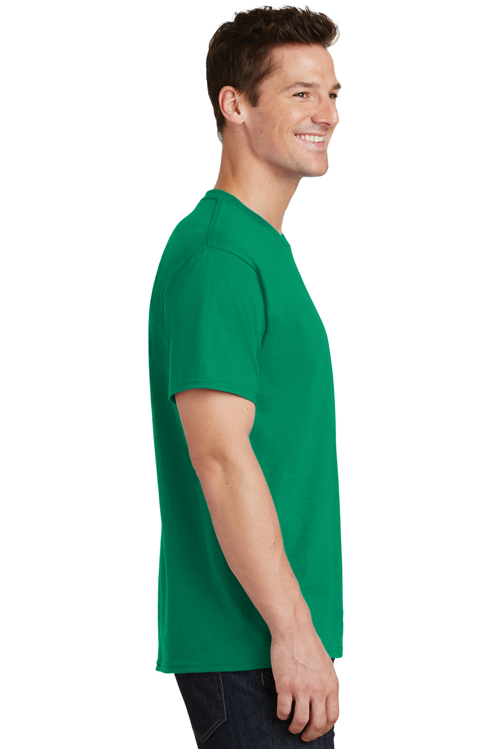 Port & Company PC54/PC54T Mens Core Short Sleeve Crewneck T-Shirt Kelly Green Model Side