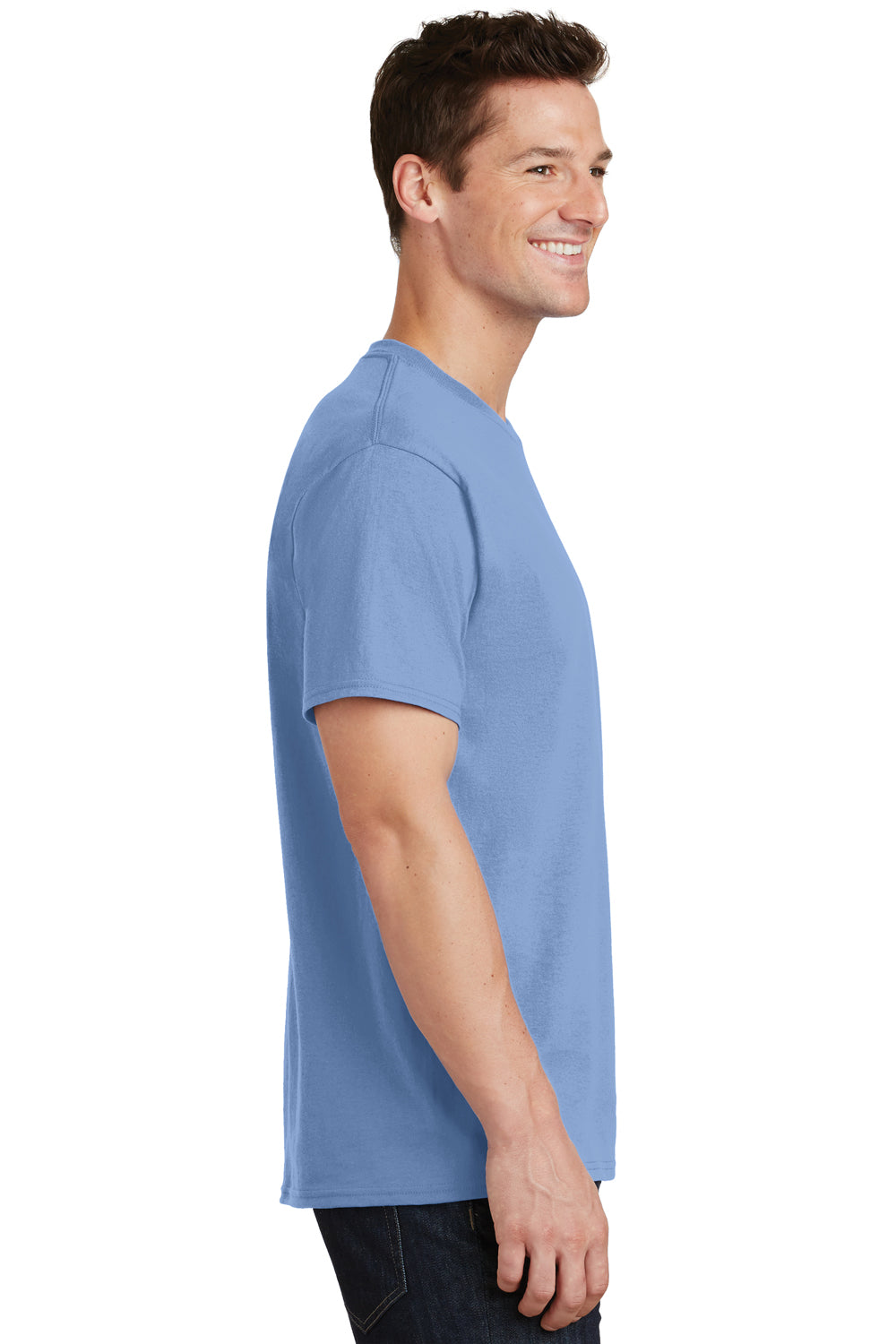 Port & Company PC54/PC54T Mens Core Short Sleeve Crewneck T-Shirt Light Blue Model Side