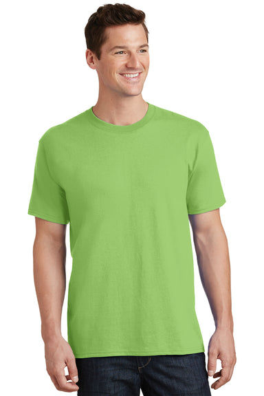 Port & Company PC54/PC54T Mens Core Short Sleeve Crewneck T-Shirt Lime Green Model Front