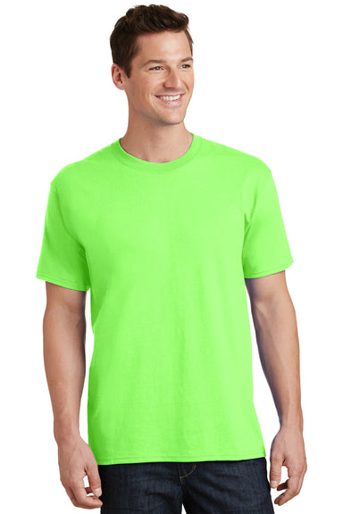 Port & Company PC54/PC54T Mens Core Short Sleeve Crewneck T-Shirt Neon Green Model Front