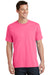 Port & Company PC54/PC54T Mens Core Short Sleeve Crewneck T-Shirt Neon Pink Model Front