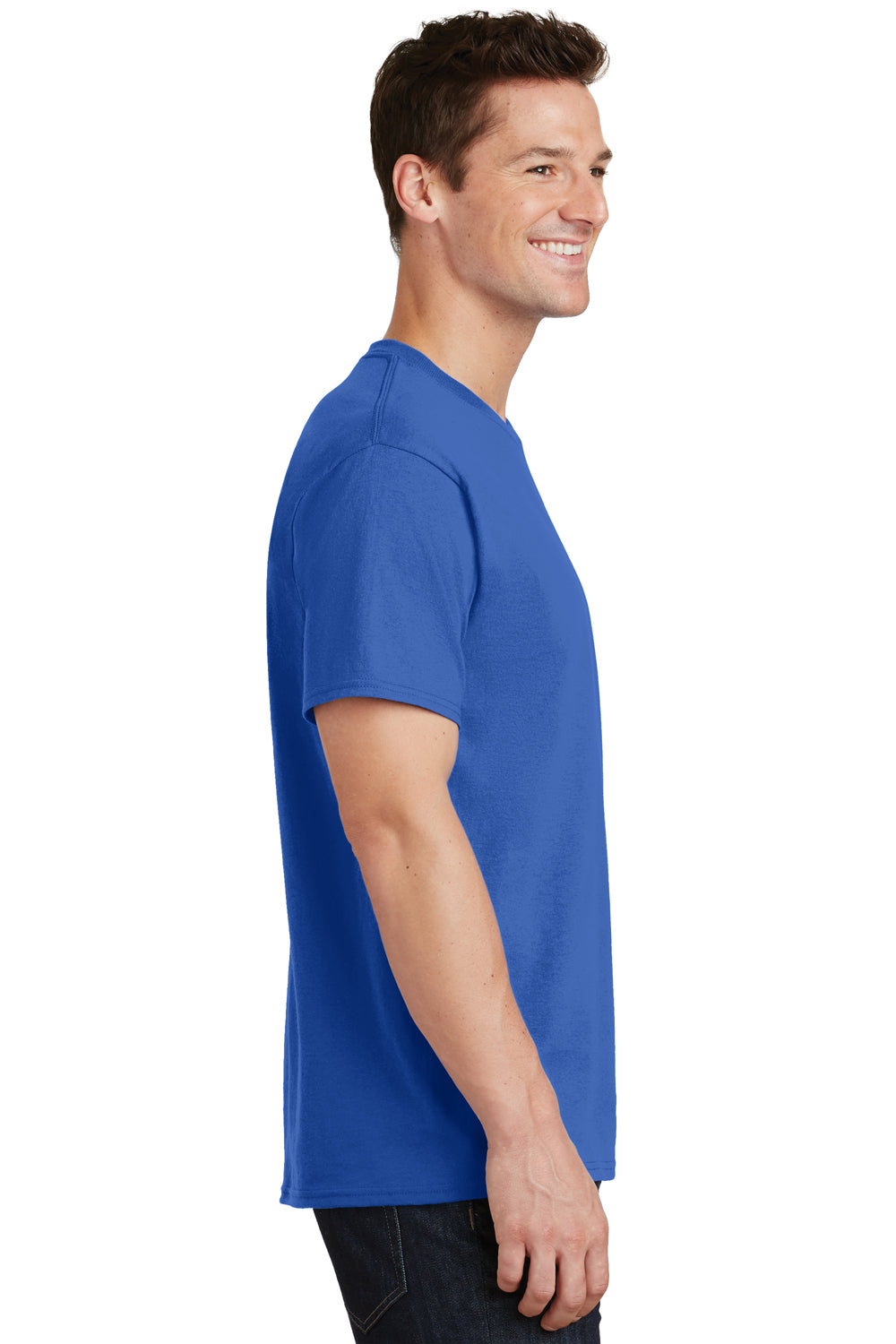 Port & Company PC54/PC54T Mens Core Short Sleeve Crewneck T-Shirt Royal Blue Model Side